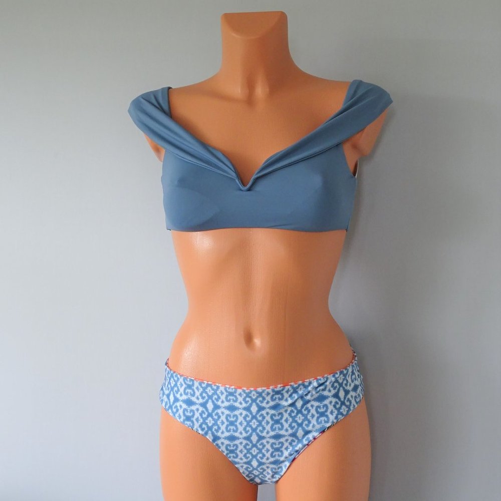 NWT Becca 2Pc Off Shoulder Reversible Bikini Set